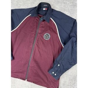 Vtg Tommy Hilfiger Jacket‎ Mens Medium Maroon Harrington Bi Swing 2 Toned Light
